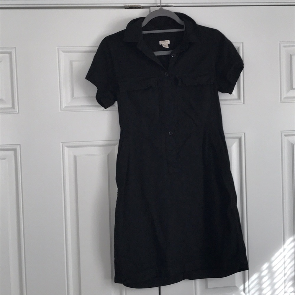 JCrew Black Short Sleeve Button Up Dress